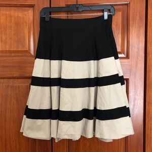 High Waist A-line Skirt w/ Black and Beige Stripes